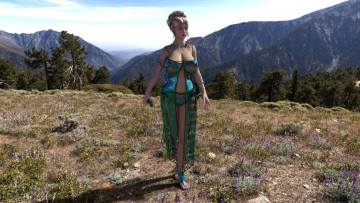 Картинка 3д+графика эльфы+ elves горы природа эльф взгляд фон девушка