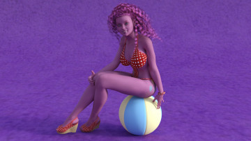 Картинка 3д+графика люди+ people мяч фон девушка взгляд