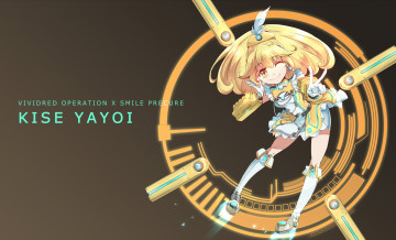 обоя аниме, smile precure, улыбка, взгляд, девушка, фон, kise, yayoi, арт