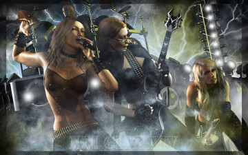 Картинка 3д+графика атмосфера настроение+ atmosphere+ +mood+ музыка взгляд фон девушки гитара микрофон