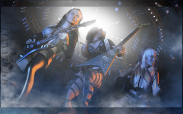 Картинка 3д+графика атмосфера настроение+ atmosphere+ +mood+ гитары музыка фон девушки