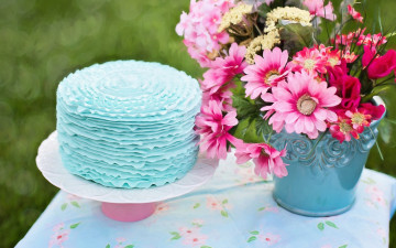 Картинка еда торты цветы ведро торт стол