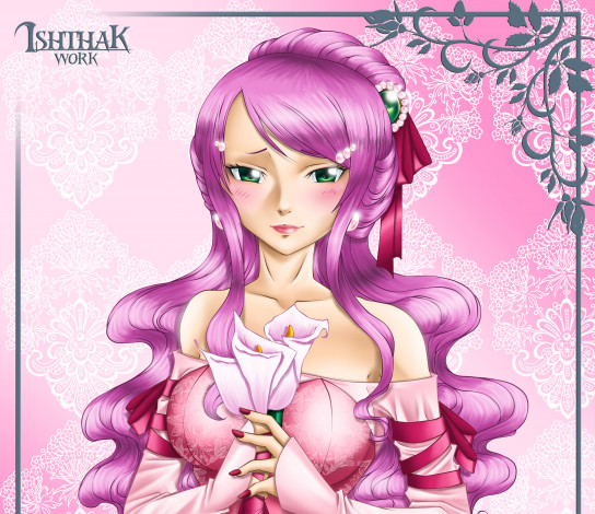 Обои картинки фото аниме, fairy tail, взгляд, цветы, фон, девушка