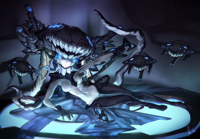 Обои картинки фото аниме, kantai collection, kantai, collection, девушка, арт, монстры, wo-class, aircraft, carrier