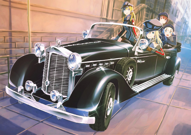 Обои картинки фото аниме, kantai collection, kancolle, bismarck, z3, max, schultz, kantai, collection, машина, девочки, арт, hatsuga, dmaigmai, z1, leberecht, maass, prinz, eugen