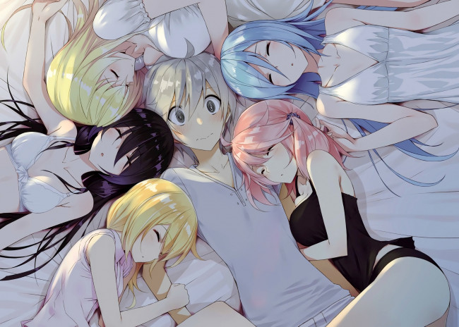 Обои картинки фото аниме, unknown,  другое, парень, lizharte, atismata, kasuga, ayumu, artist, арт, philphie, aingram, lux, acadia, kirihime, yoruka, celestia, saijaku, muhai, no, bahamut, девушки, krulcifer, einfolk