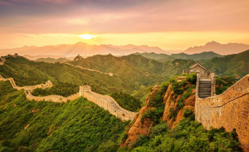 Картинка города -+исторические +архитектурные+памятники горы солнце облака деревья китай стена