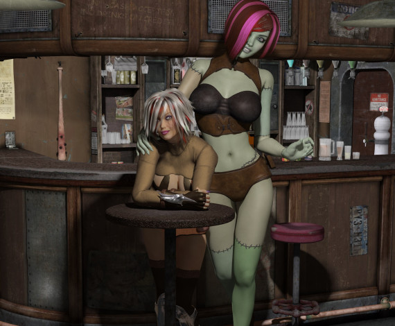 Обои картинки фото 3д графика, существа , creatures, фон, взгляд, девушки