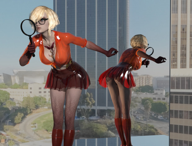 Обои картинки фото 3д графика, люди , people, взгляд, девушка, фон