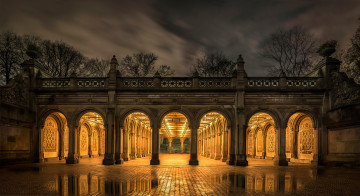 Картинка bethesda+terrace-central+park города нью-йорк+ сша огни ночь