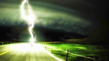 Картинка рисованное природа молния дорога ограждение