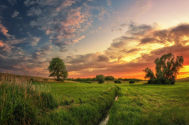 Обои картинки фото природа, восходы, закаты, закат, пейзаж