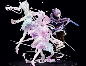 Картинка аниме genshin+impact девушка меч движение