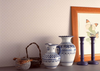 Картинка разное предметы+быта корзина кувшины подсвечники картина