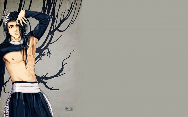 Обои картинки фото рисованное, люди, парень, ветки