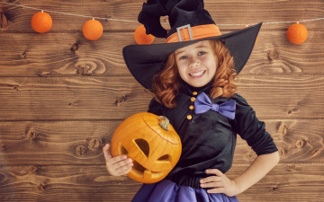 Картинка разное дети девочка костюм тыква гирлянда