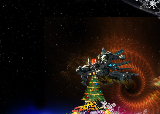 Обои картинки фото видео игры, zero online, техника, робот, ёлка, новый, год, снежинки