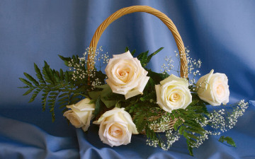 Картинка цветы букеты композиции корзина розы