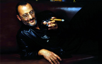 обоя jean, reno, мужчины, сигара, бокал, актёр