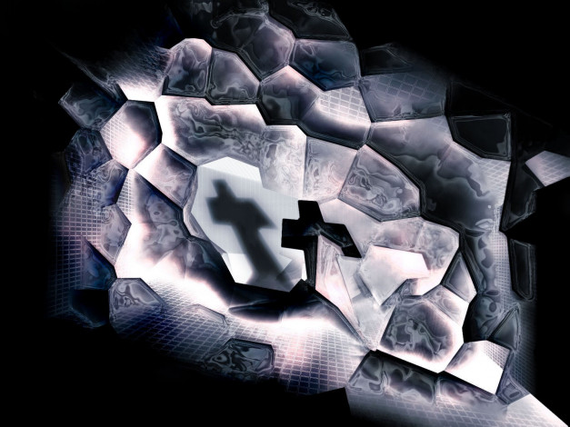 Обои картинки фото 3д, графика, abstract, абстракции, тень, крест
