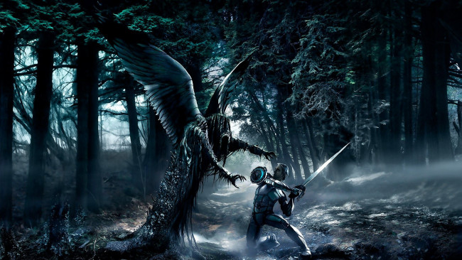 Обои картинки фото фэнтези, демоны, существо, лес