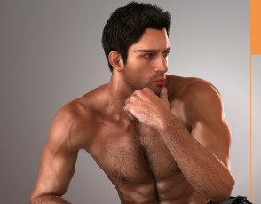 Картинка 3д+графика люди+ people мускулы тело мужчины фон