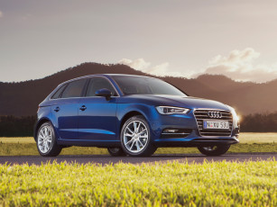 обоя автомобили, audi, a3, sportback, 2-0, tdi, au-spec, 8v, 2013г, синий