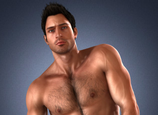 Картинка 3д+графика люди+ people фон обнажён тело взгляд мужчина мускулы