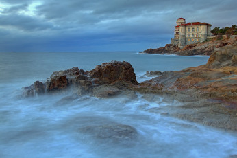 Картинка italia +toscana +livorno города -+пейзажи замок скалы побережье море