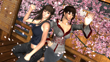 Картинка 3д+графика аниме+ anime лепестки сакура фон взгляд девушки