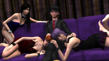 Картинка 3д+графика аниме+ anime взгляд девушка диван фон