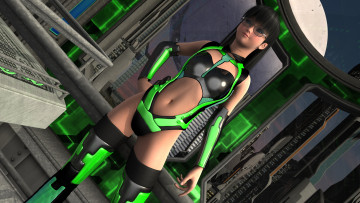 Картинка 3д+графика фантазия+ fantasy девушка взгляд очки латекс фон