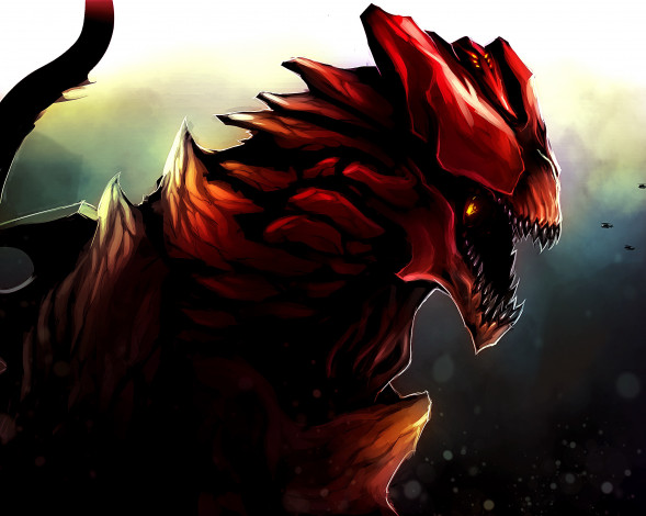 Обои картинки фото фэнтези, существа, атака, вертолеты, чудовище, монстр