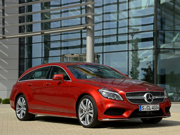 Обои картинки фото автомобили, mercedes-benz, cls, 500, shooting, brake, amg, sports, package, x218, 2014г, красный