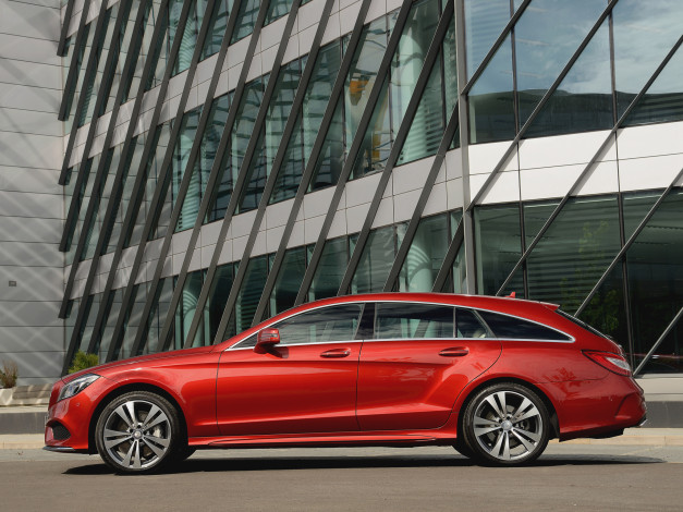 Обои картинки фото автомобили, mercedes-benz, cls, 500, shooting, brake, amg, sports, package, x218, 2014г, красный
