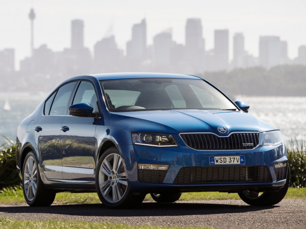 Обои картинки фото автомобили, skoda, octavia, rs, au-spec, 5e, 2014г, синий