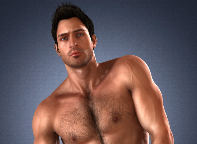Обои картинки фото 3д графика, люди , people, фон, обнажён, тело, взгляд, мужчина, мускулы