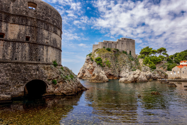 Обои картинки фото dubrovnik,  croatia, города, дубровник , хорватия, море, бухта, замок
