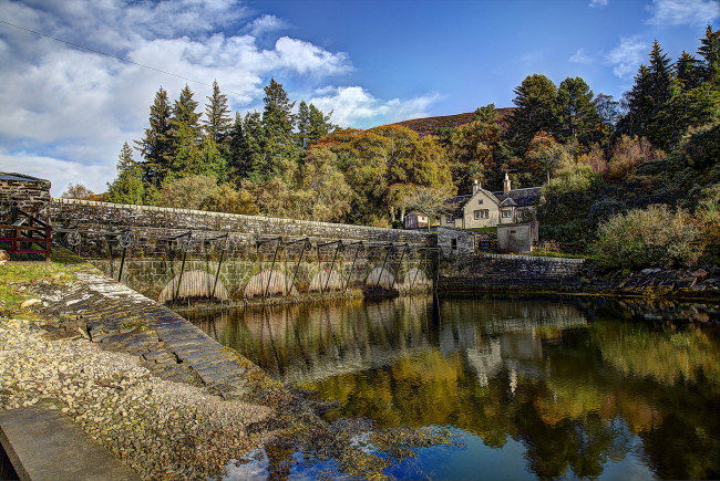 Обои картинки фото города, - пейзажи, вилла, дамба, река