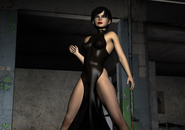 Обои картинки фото 3д графика, люди , people, платье, фон, взгляд, девушка