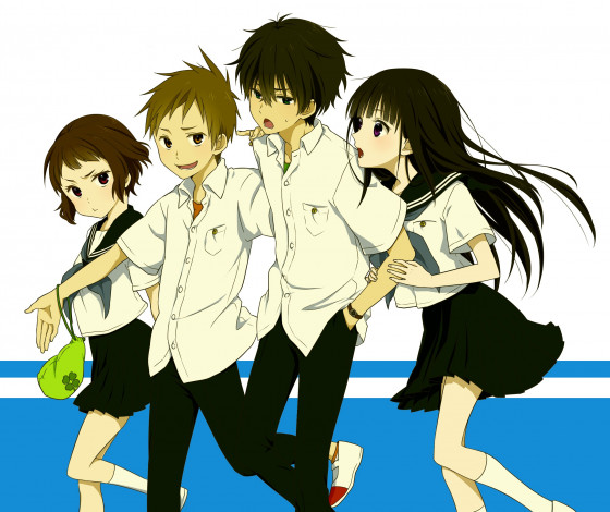 Обои картинки фото аниме, hyouka, персонажи, школьники