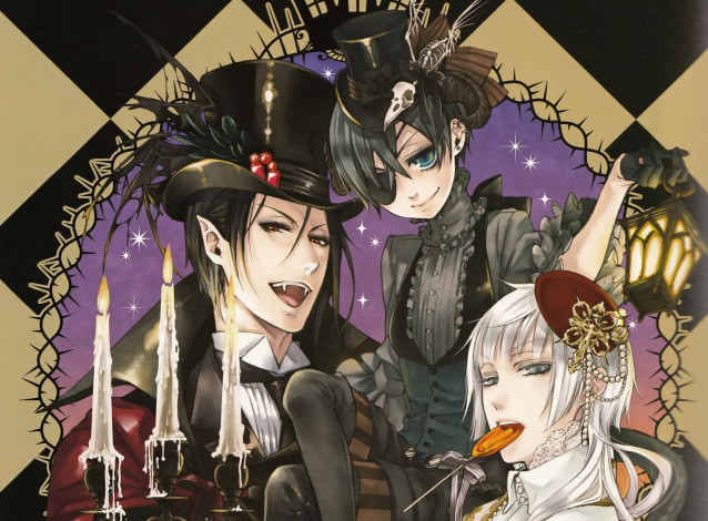 Обои картинки фото аниме, kuroshitsuji, себастьян, сиэль