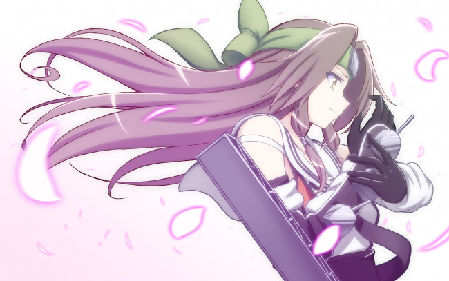 Обои картинки фото аниме, kantai collection, фон, взгляд, девушка