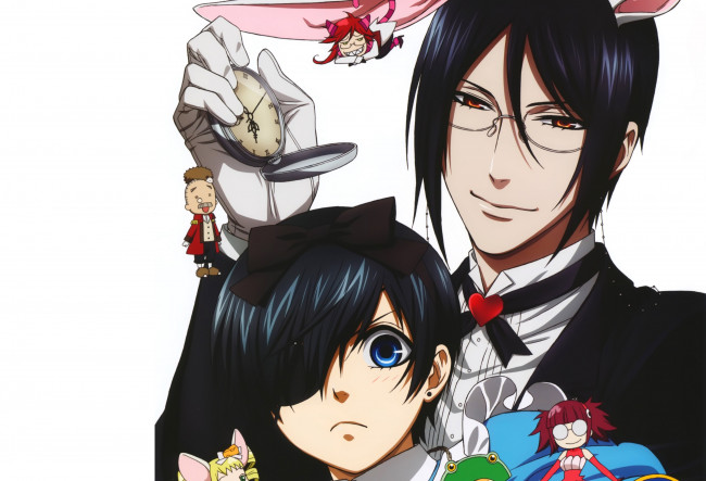 Обои картинки фото аниме, kuroshitsuji, себастьян, сиэль