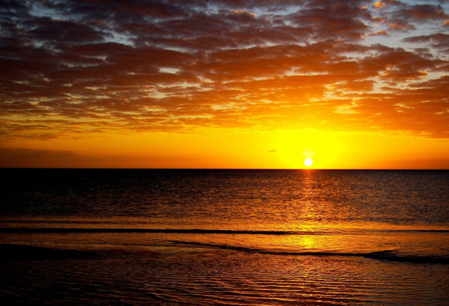 Обои картинки фото природа, восходы, закаты, вечер, небо, закат, солнце, облака, море