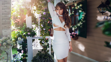 Картинка календари девушки взгляд 2018 цветы