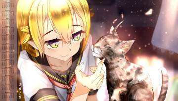 Картинка календари аниме 2018 девочка кошка