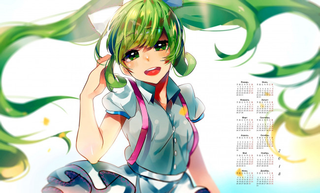 Обои картинки фото календари, аниме, 2018, взгляд, девушка