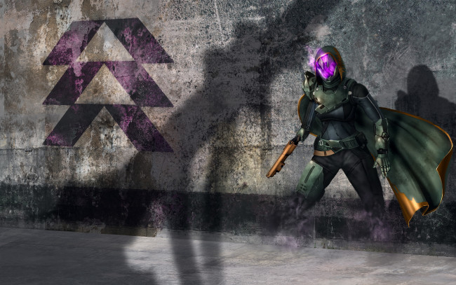 Обои картинки фото видео игры, destiny, девушка, фон, униформа, оружие