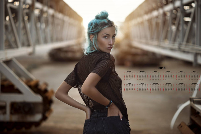 Обои картинки фото календари, девушки, 2018, взгляд